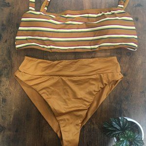 RVCA Solid High Rise Cheeky Bikini Bottoms